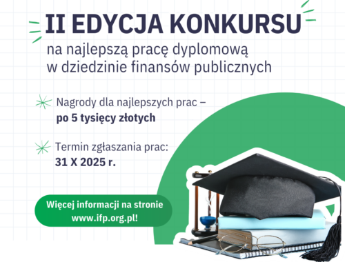 Plakat II edycji konkursu na najlepszą pracę dyplomową w dziedzinie finansów publicznych